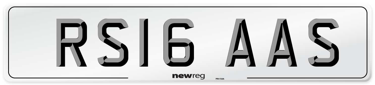 RS16 AAS Number Plate from New Reg